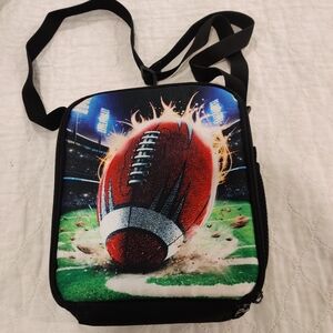 Boys Insulated sports lunch bag box with shoulder strap and bottle net